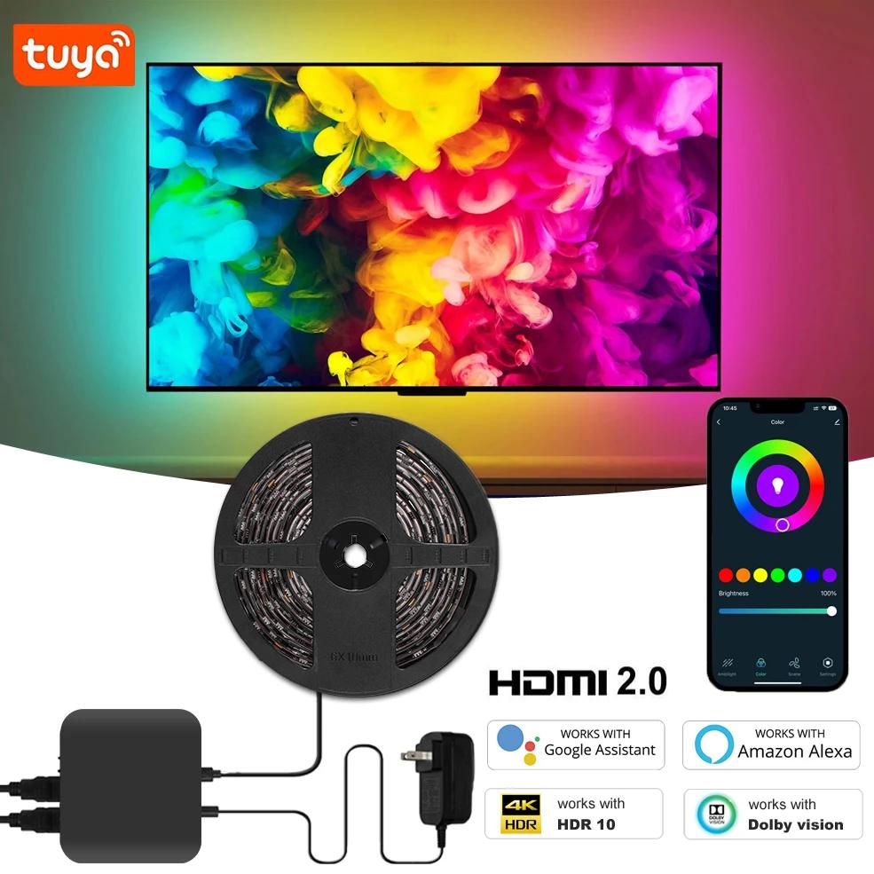 Ʈ ںƮ  TV Ʈ, 4K HDMI 2.0 ũڽ LED Ʈ  ŰƮ, PC ȭ, Tuya LED , ˷,  Ȩ